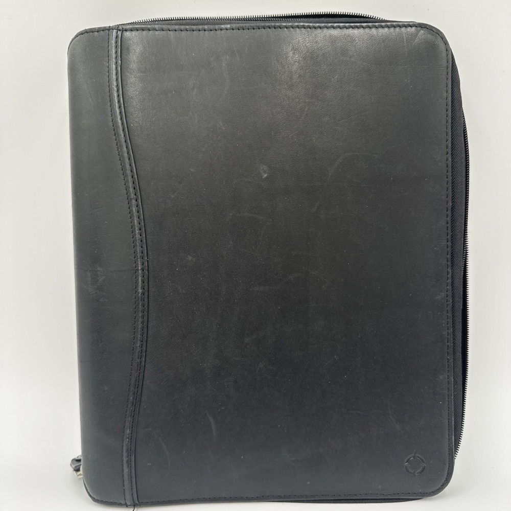 Franklin Covey Zip Binder Only Black Full‎ Grain Leather 7 Rings 1.5"